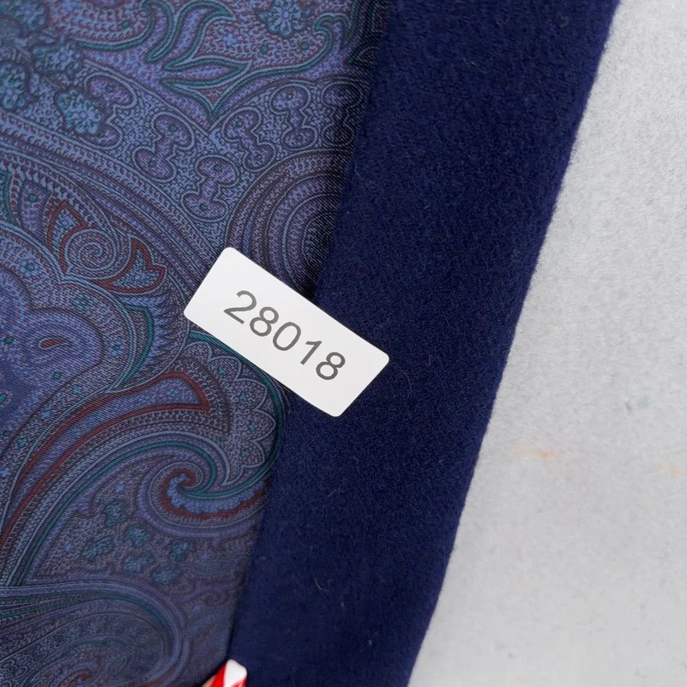 Christian Dior Scarf Mens OS Blue Paisley Silk Wool Reversible Luxury Fringed